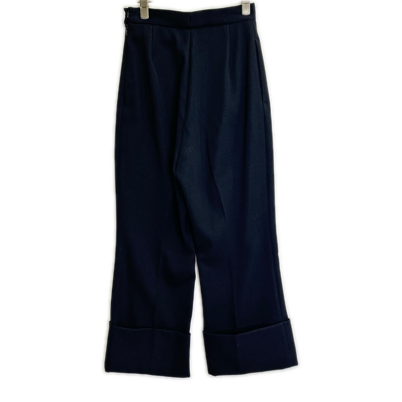 IIROT Black Virgin Wool Pleated Cropped Wide-Leg Pants