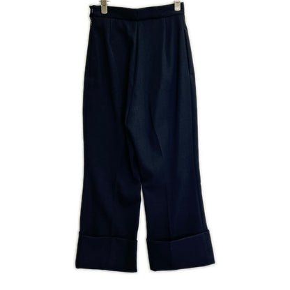 IIROT Black Virgin Wool Pleated Cropped Wide-Leg Pants
