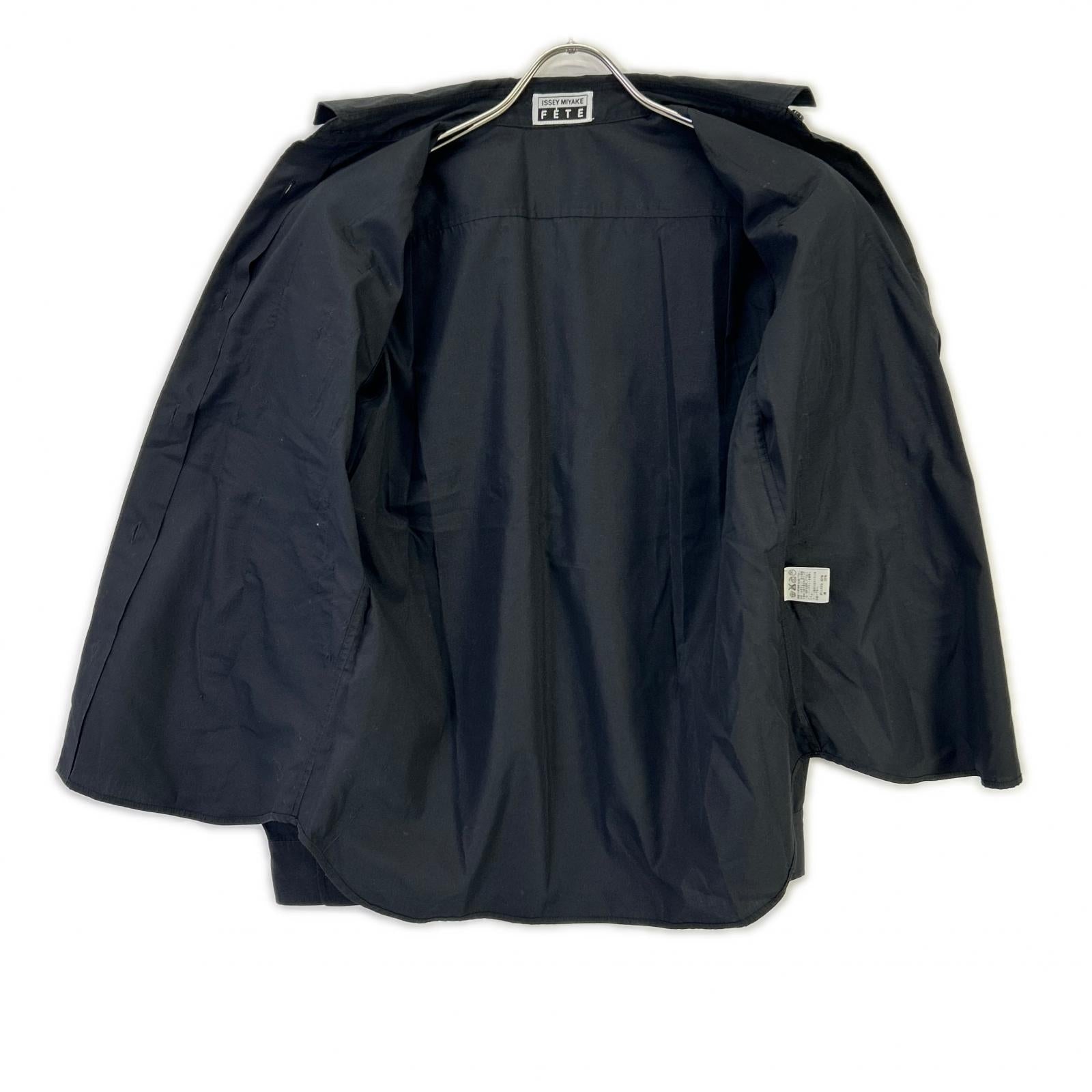 ISSEY MIYAKE FETE イッセイミヤケフェット ブラック フェーブフリルデザイン ロングスリーブシャツ トップス