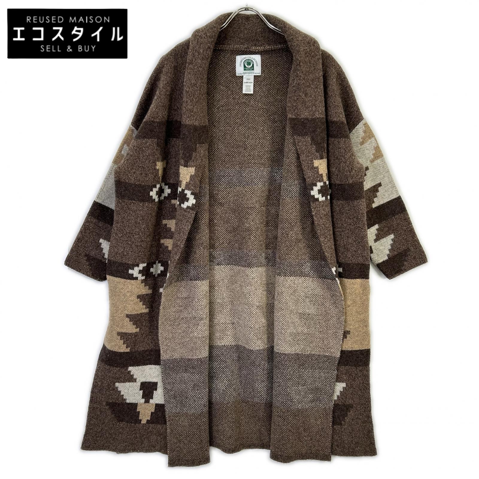 Deuxieme Classe ドゥーズィエムクラス 【CANADIAN SWATER別注】ブラウン ウール Jacquard ニットガウン コート
