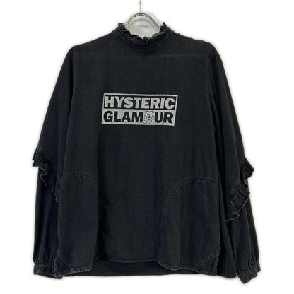 HYSTERIC GLAMOUR ヒステリックグラマー 01191AH01 ブラック ヒスベアプリント フリルデザイン ロングスリーブ トップス トップス