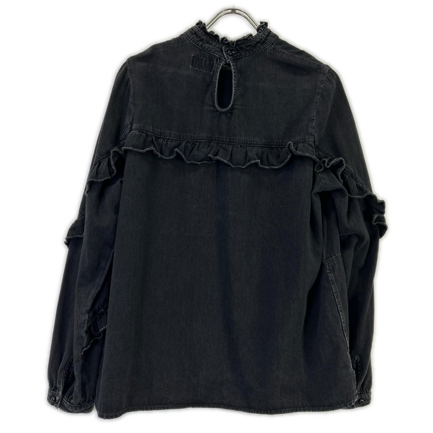 HYSTERIC GLAMOUR ヒステリックグラマー 01191AH01 ブラック ヒスベアプリント フリルデザイン ロングスリーブ トップス トップス