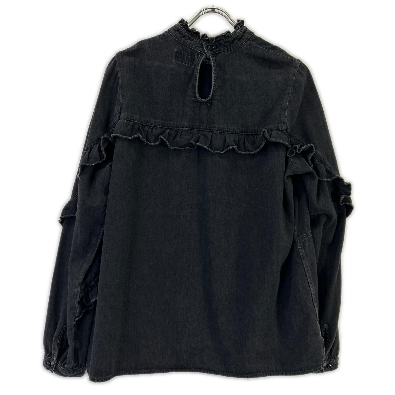 HYSTERIC GLAMOUR ヒステリックグラマー 01191AH01 ブラック ヒスベアプリント フリルデザイン ロングスリーブ トップス トップス