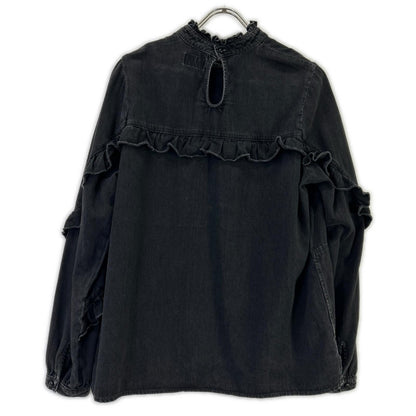HYSTERIC GLAMOUR ヒステリックグラマー 01191AH01 ブラック ヒスベアプリント フリルデザイン ロングスリーブ トップス トップス