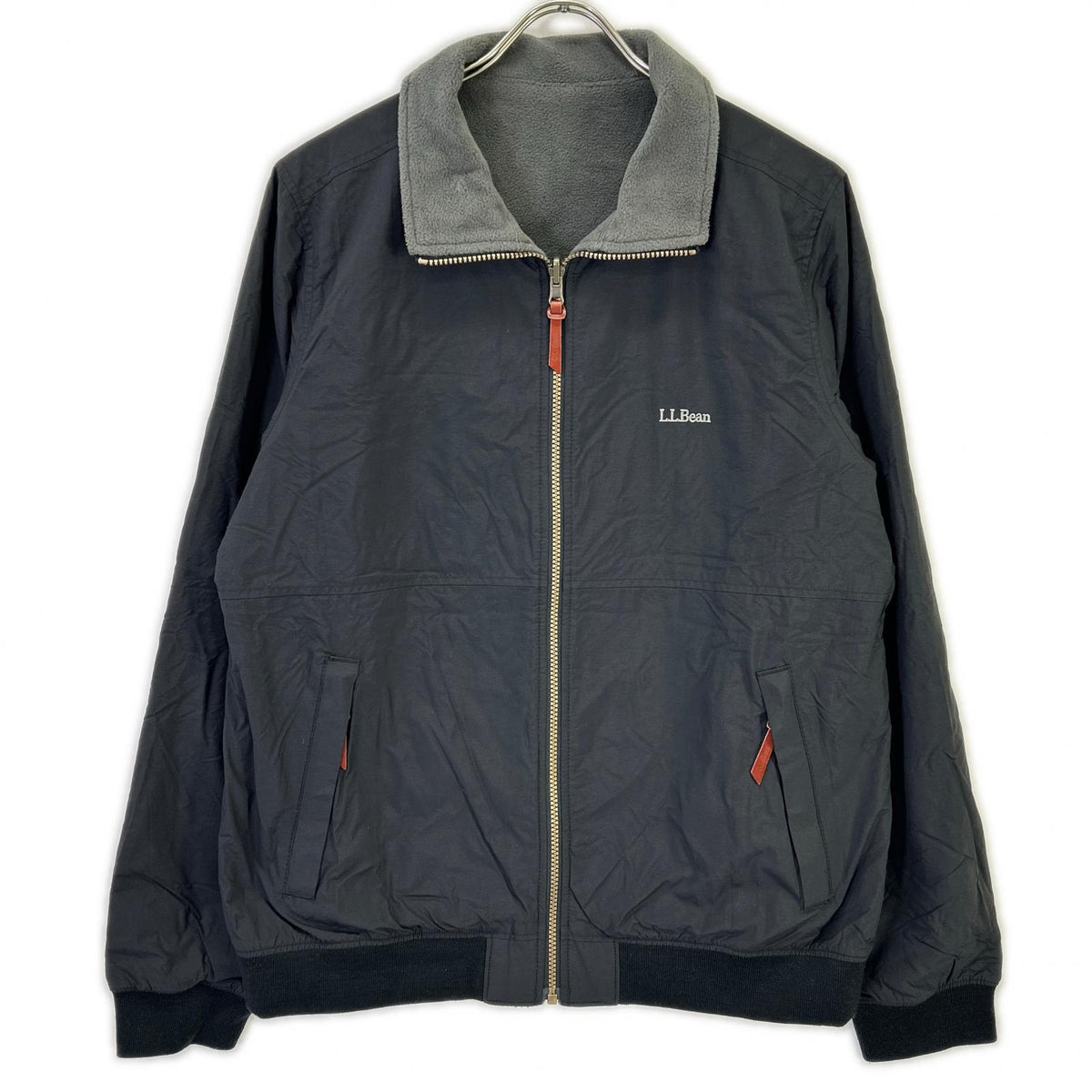 L.L.Bean L.L.Bean 524511 black nylon reversible warm-up jacket jacket