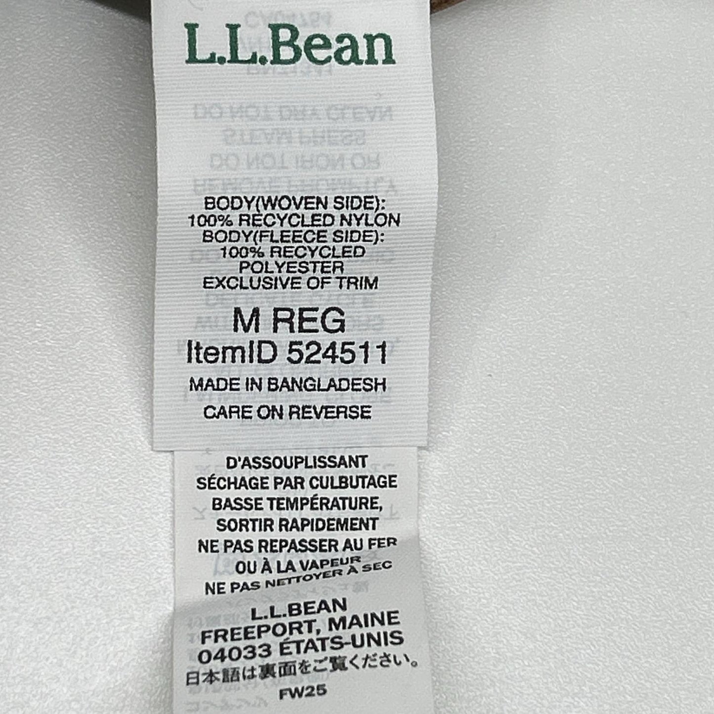 L.L.Bean エルエルビーン 524511 ブラック ナイロン リバーシブルウォームアップジャケット ジャケット
