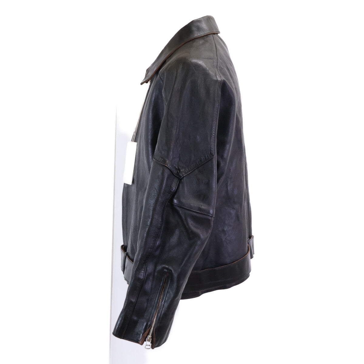 ANCELLM アンセルム 【美品/25AW】ANC-JK52 H.L ZIP UP JACKET 茶芯 马皮 单排扣机车夹克