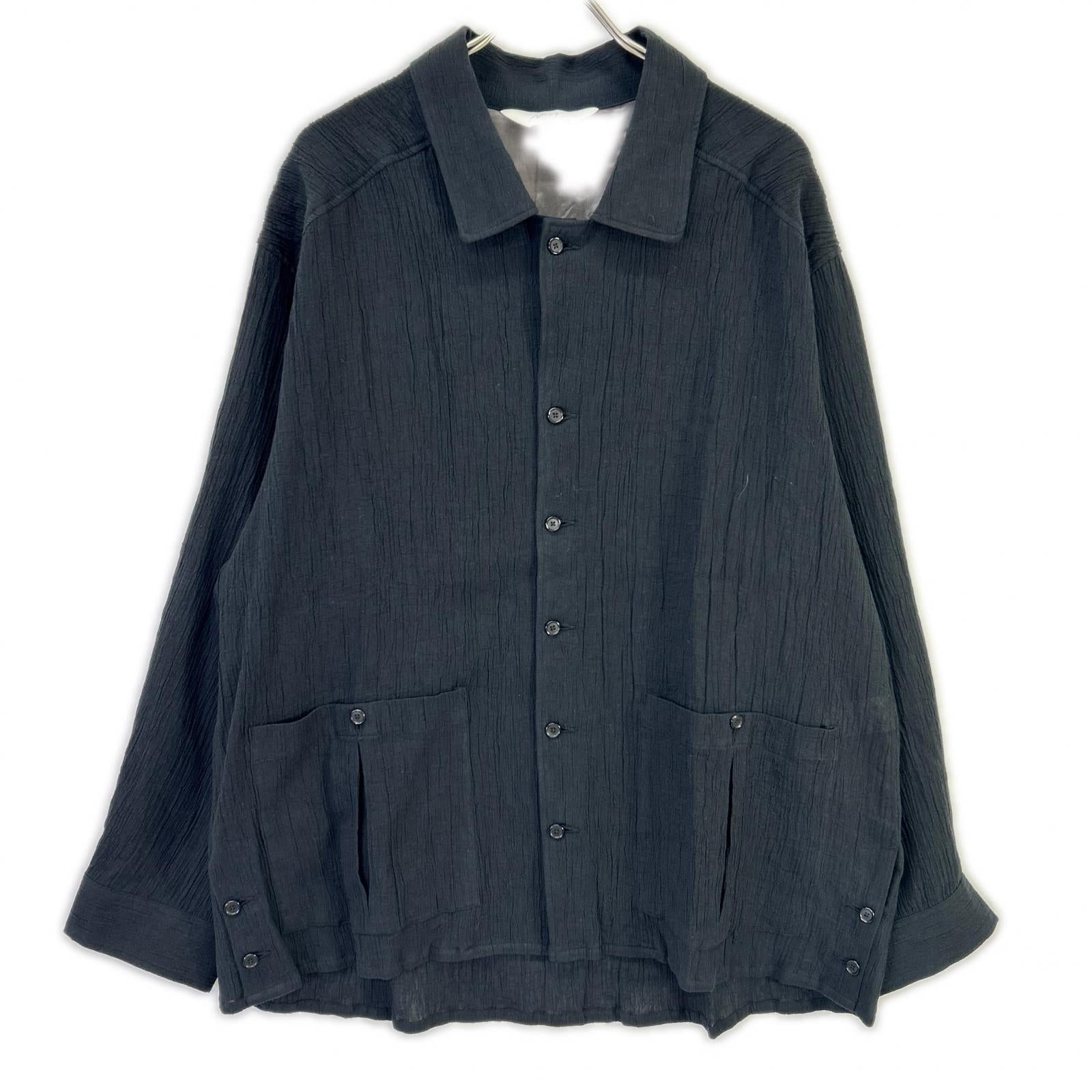 ANCELLM アンセルム 26SS ANC-SH92 黑色 绉纱衬衫夹克