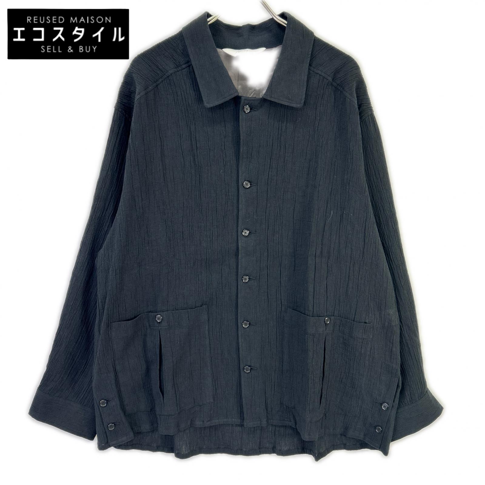 ANCELLM アンセルム 26SS ANC-SH92 黑色 绉纱衬衫夹克