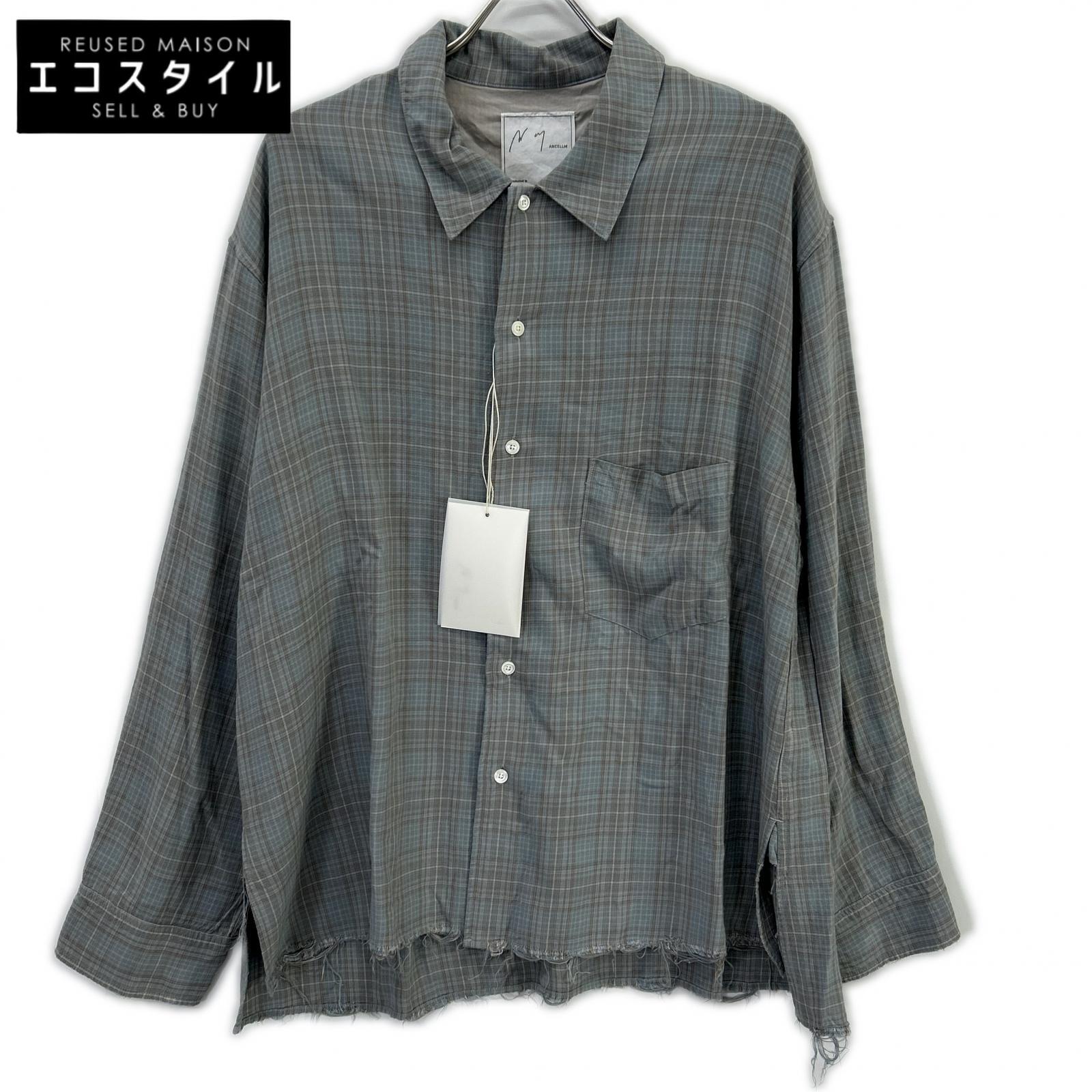 ANCELLM アンセルム 26SS ANC-SH80 ブルー AGING RAYON CHECK SHIRT トップス