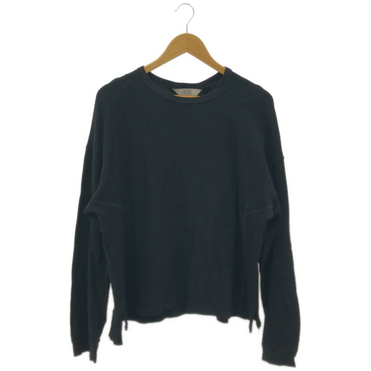 ANCELLM アンセルム ANC-CT159 ブラック WAFFLE CREW NECK LS トップス