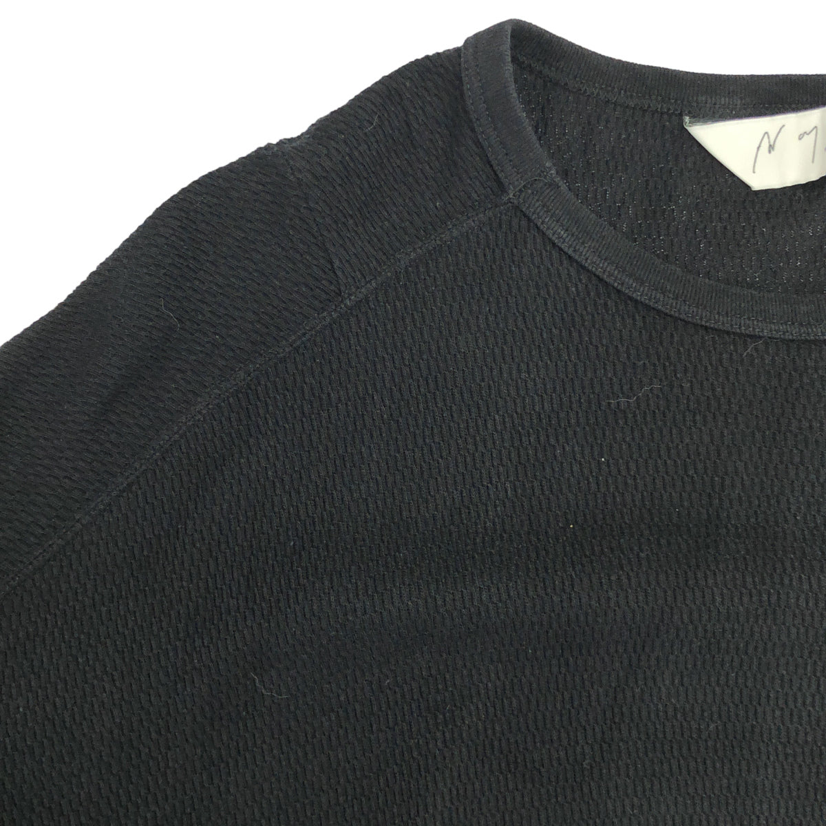 ANCELLM アンセルム ANC-CT159 ブラック WAFFLE CREW NECK LS トップス