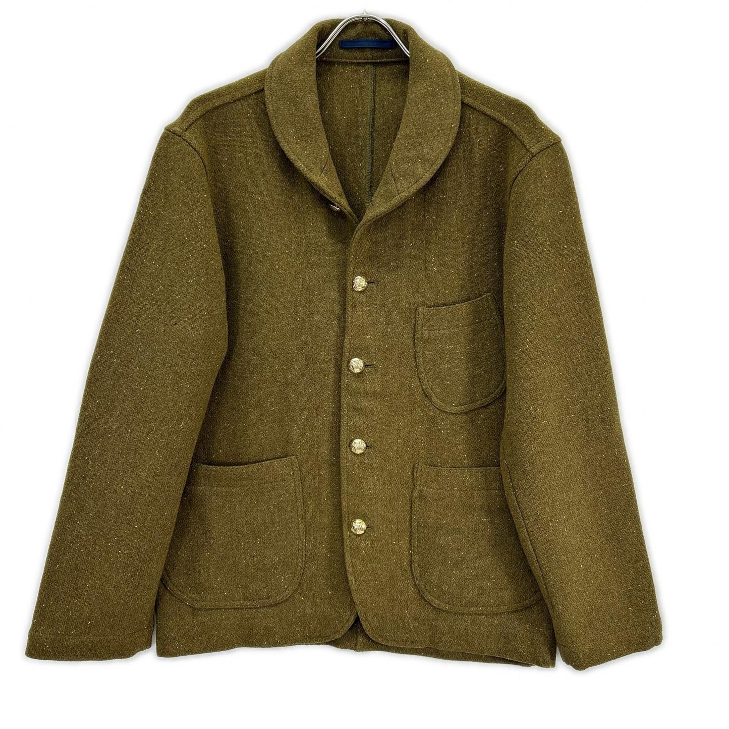 FORTELA 24-16-1016-689 Olive Vintage Fabric Gold Button Deck Jacket Jacket