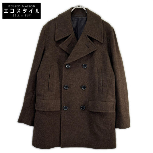 District UNITED ARROWS ディストリクトユナイテッドアローズ 1125-199-8709 ダークブラウン 英国製ウール アジャスターベルト ダブルブレストPコート コート