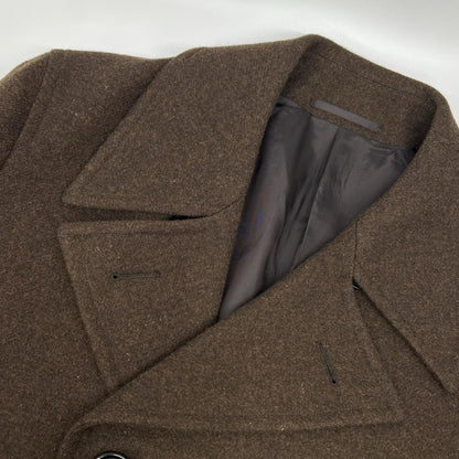 District UNITED ARROWS 1125-199-8709 dark brown British-made wool adjuster-belt double-breasted peacoat