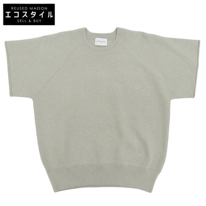 UNITED ARROWS ユナイテッドアローズ 美品 ラメ ショート スリーブ ニット プルオーバー トップス コットン混 グレー 1518-1-993301 トップス