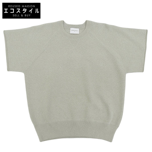 UNITED ARROWS ユナイテッドアローズ 美品 ラメ ショート スリーブ ニット プルオーバー トップス コットン混 グレー 1518-1-993301 トップス