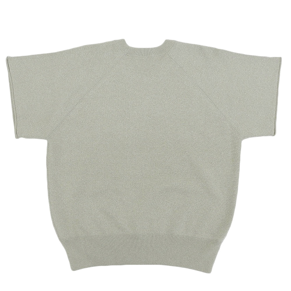 UNITED ARROWS ユナイテッドアローズ 美品 ラメ ショート スリーブ ニット プルオーバー トップス コットン混 グレー 1518-1-993301 トップス