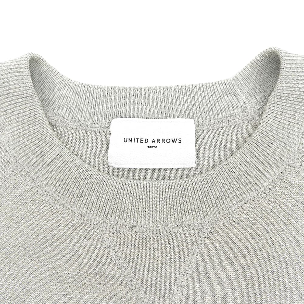 UNITED ARROWS ユナイテッドアローズ 美品 ラメ ショート スリーブ ニット プルオーバー トップス コットン混 グレー 1518-1-993301 トップス