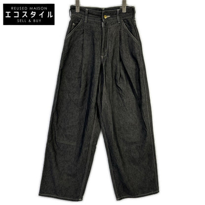 THE RERACS ザ・リラクス 24SS-REPT-207L ブラック セルロース×コットン ジップフライ ハイウエストデニムパンツ ボトムス