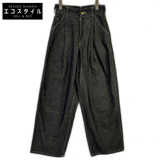 THE RERACS ザ・リラクス 24SS-REPT-207L ブラック セルロース×コットン ジップフライ ハイウエストデニムパンツ ボトムス