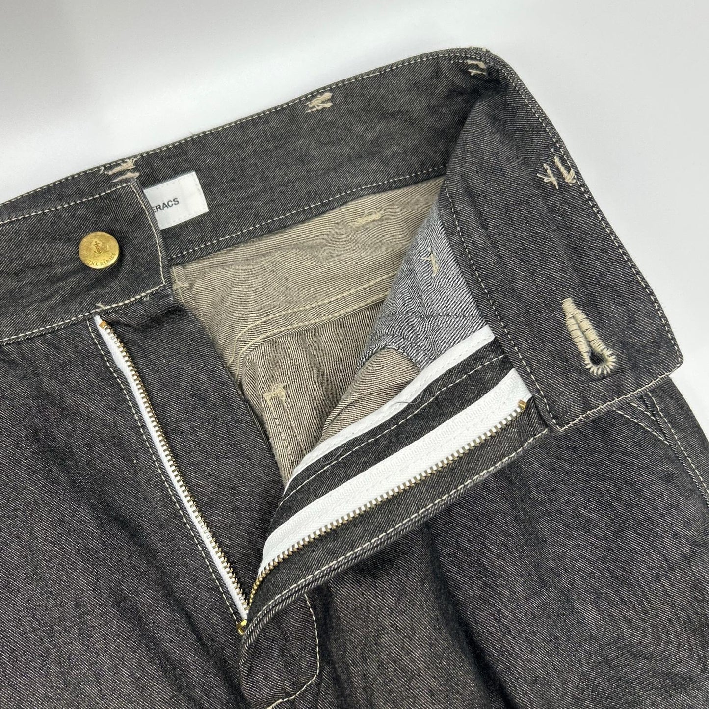 THE RERACS ザ・リラクス 24SS-REPT-207L ブラック セルロース×コットン ジップフライ ハイウエストデニムパンツ ボトムス