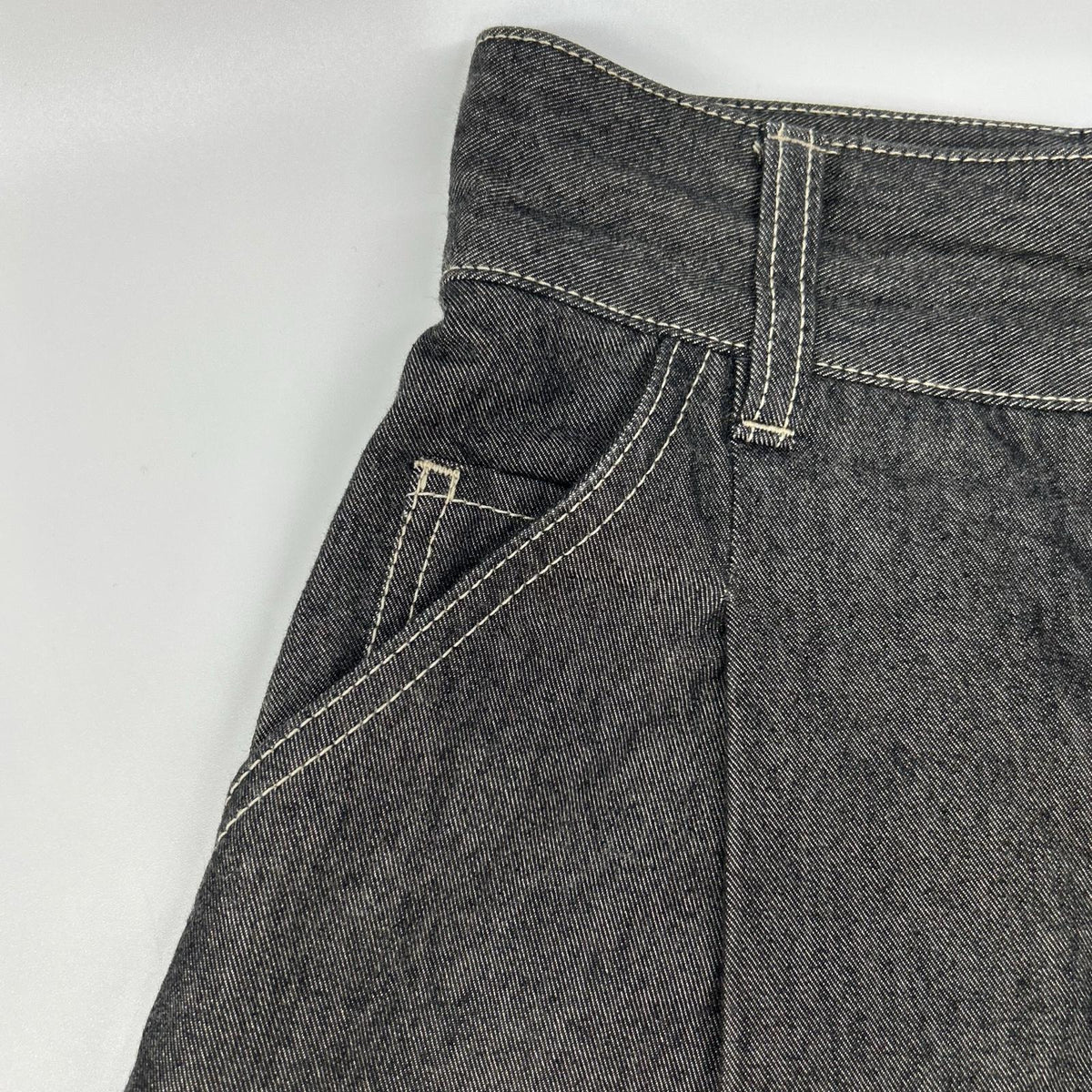 THE RERACS ザ・リラクス 24SS-REPT-207L ブラック セルロース×コットン ジップフライ ハイウエストデニムパンツ ボトムス