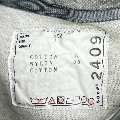 sacai サカイ 20AW 20-02409M グレー×ホワイト コットン デタッチャブルスリーブ2トーンフーディ トップス