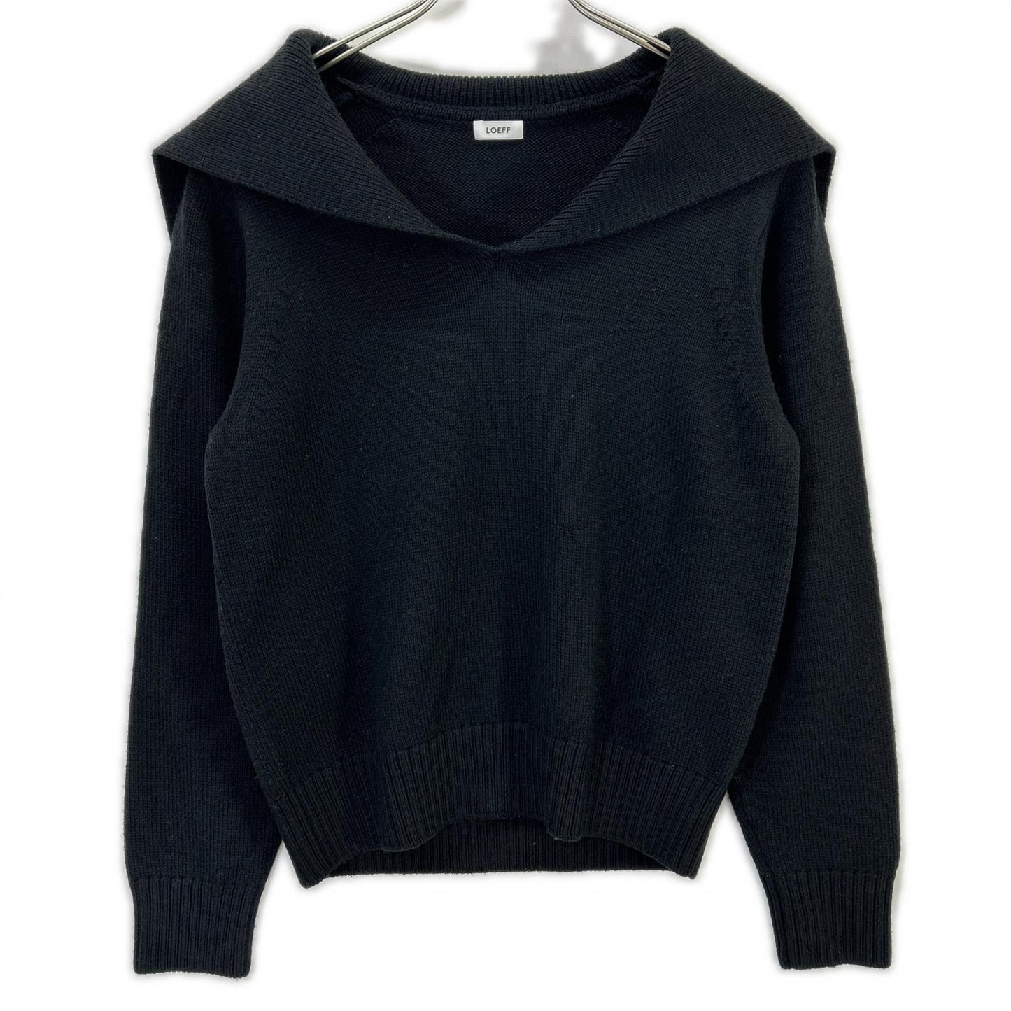 LOEFF ロエフ 8813-106-0048 W 5GG SAILOR ブラック ウール セーラーカラーニットプルオーバー トップス