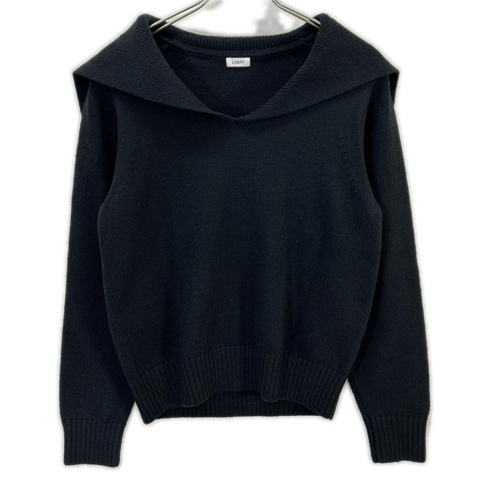 LOEFF ロエフ 8813-106-0048 W 5GG SAILOR ブラック ウール セーラーカラーニットプルオーバー トップス