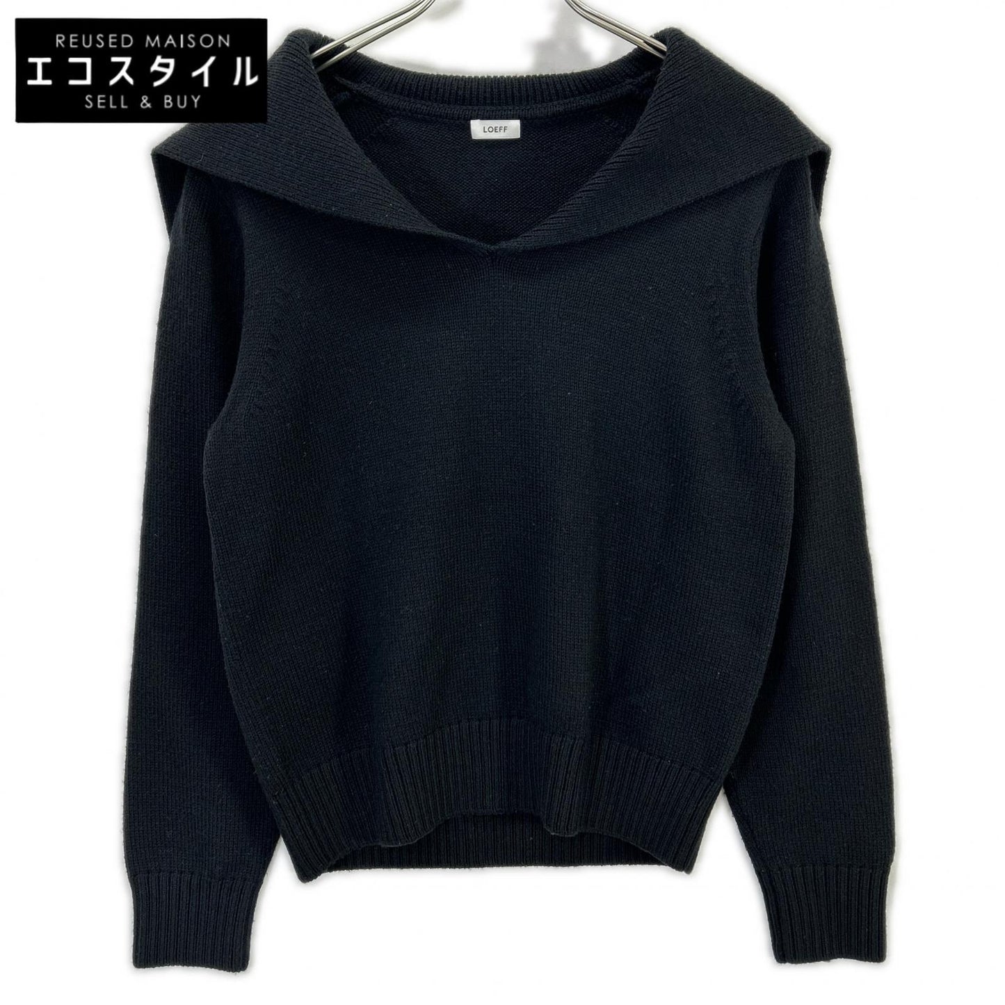 LOEFF ロエフ 8813-106-0048 W 5GG SAILOR ブラック ウール セーラーカラーニットプルオーバー トップス