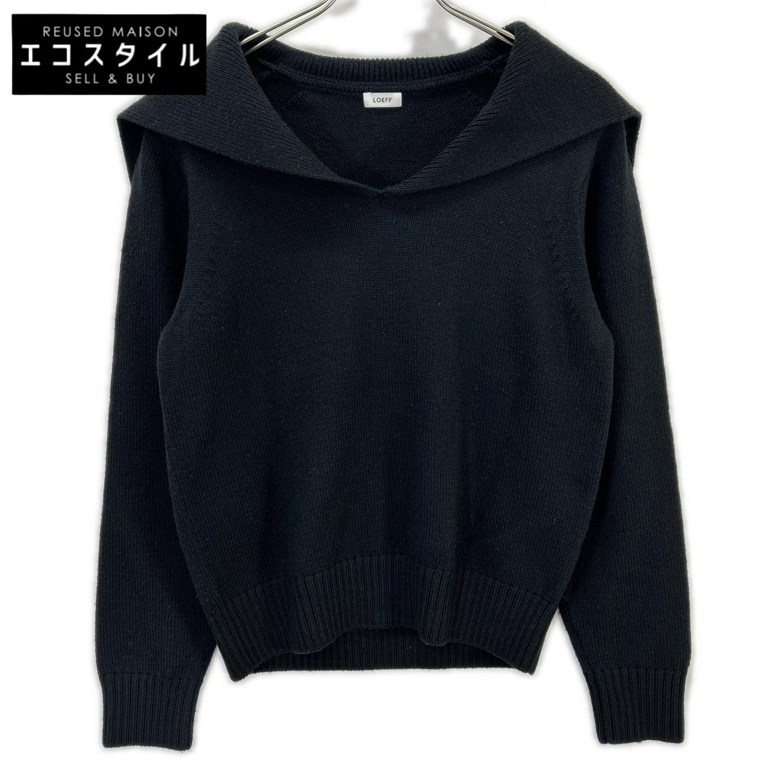 LOEFF ロエフ 8813-106-0048 W 5GG SAILOR ブラック ウール セーラーカラーニットプルオーバー トップス