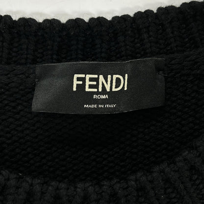 FENDI フェンディ FZZ387 A3M3 ブラック ウール100 ロゴ クルーネックプルオーバーニット トップス