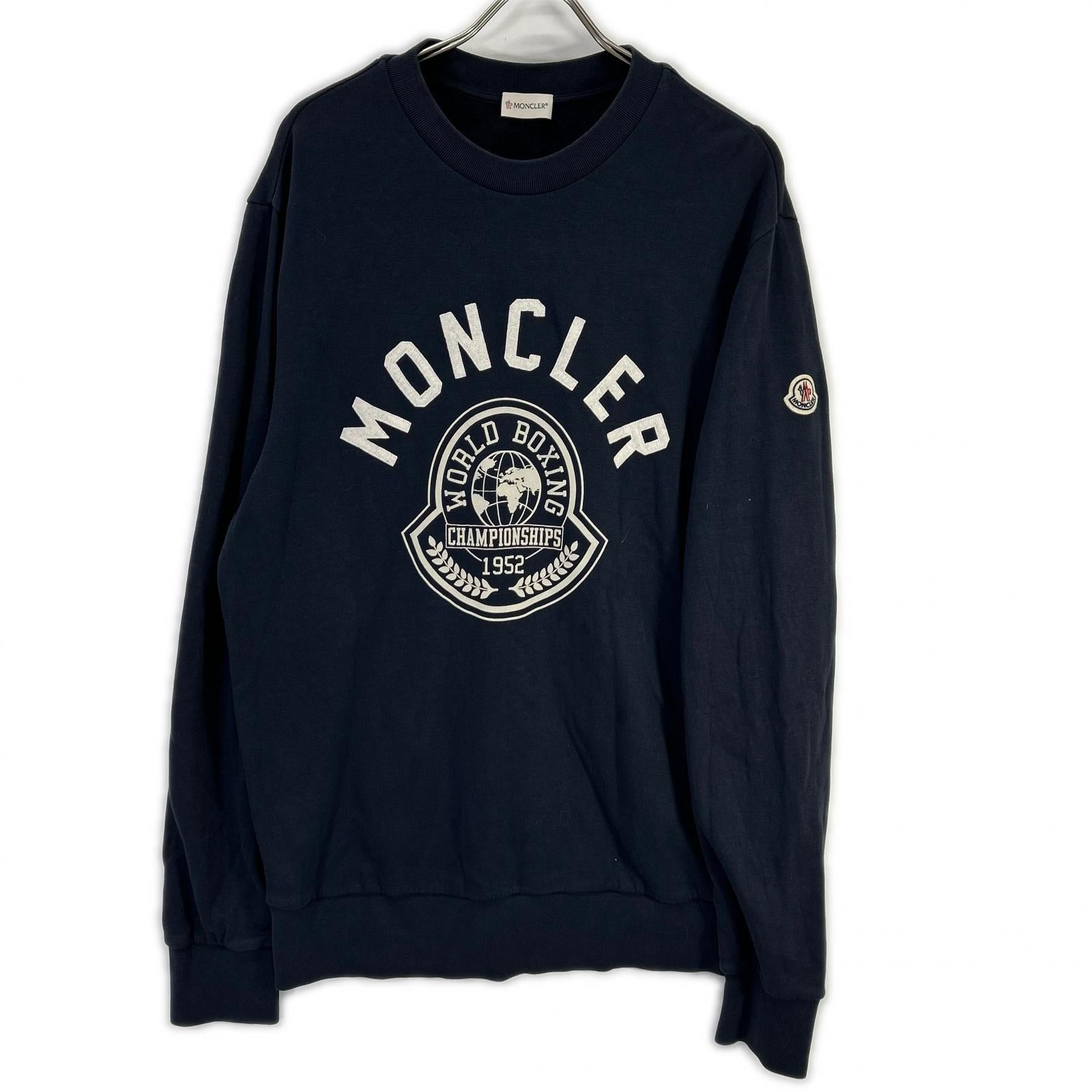 MONCLER モンクレール 22年製 ネイビー FELPA ワッペンデザイン ロゴ クルーネックプルオーバースウェット トップス