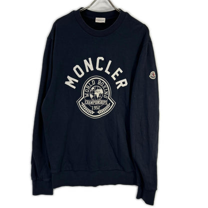 MONCLER モンクレール 22年製 ネイビー FELPA ワッペンデザイン ロゴ クルーネックプルオーバースウェット トップス