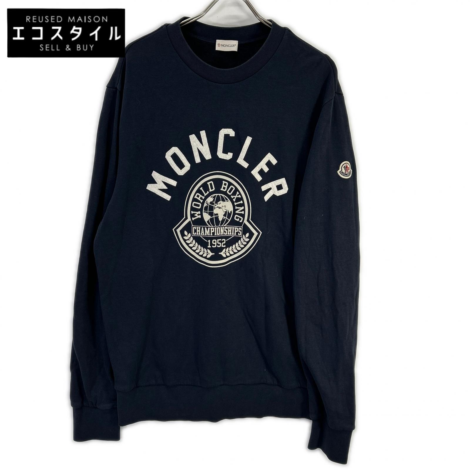 MONCLER モンクレール 22年製 ネイビー FELPA ワッペンデザイン ロゴ クルーネックプルオーバースウェット トップス