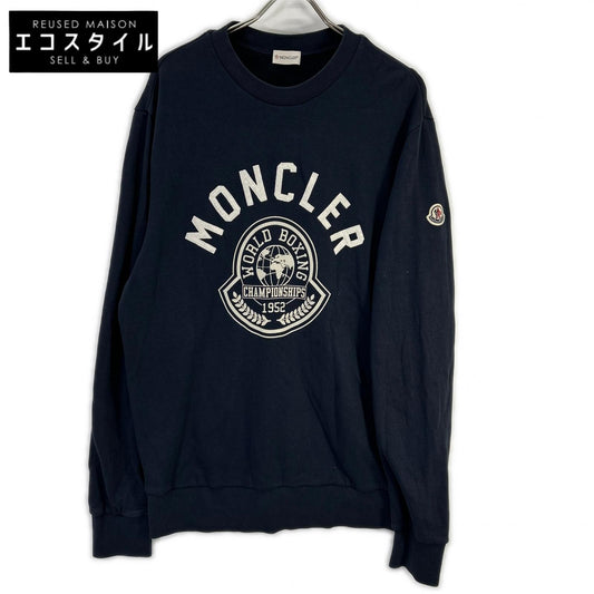MONCLER モンクレール 22年製 ネイビー FELPA ワッペンデザイン ロゴ クルーネックプルオーバースウェット トップス
