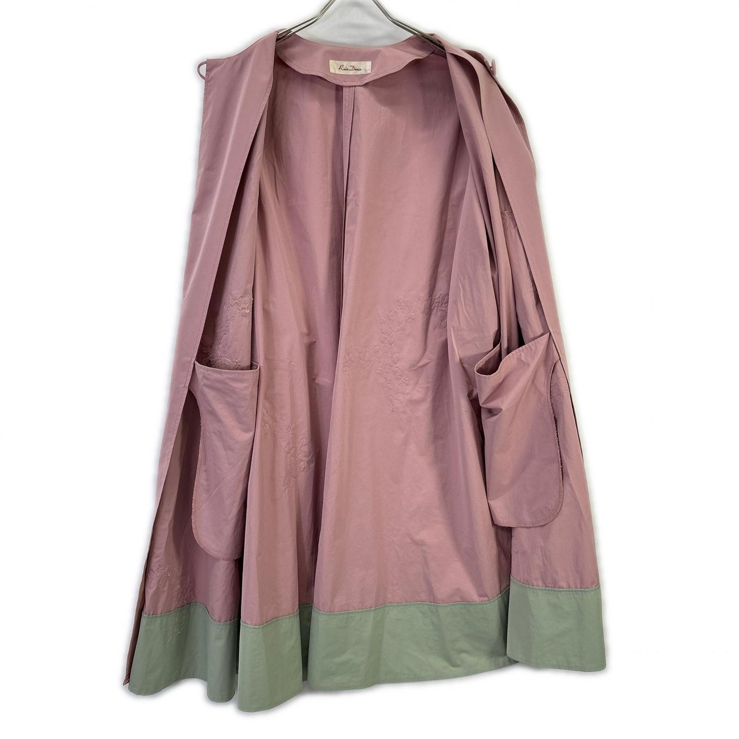 Rain dance Rain dance light pink sequin design nylon collarless coat