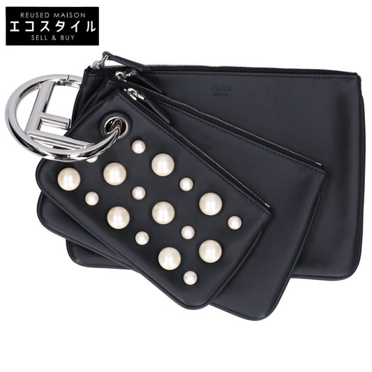 FENDI フェンディ 美品 8BS001 パールスタッズ トリプレット ポーチ マルチクラッチバッグ セカンドバッグ クラッチバッグ