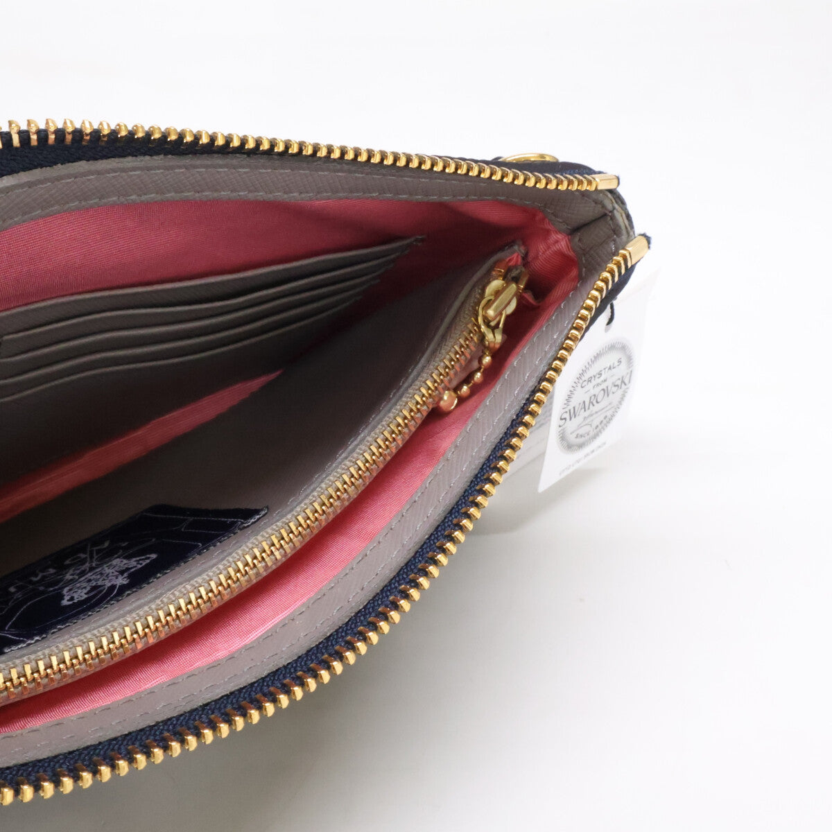 A.D.M.J. Accessoires De Mademoiselle ADMJ 【新品同様】アールデコ/スワロフスキー 牛革ショルダーポーチウォレット ショルダーバッグ