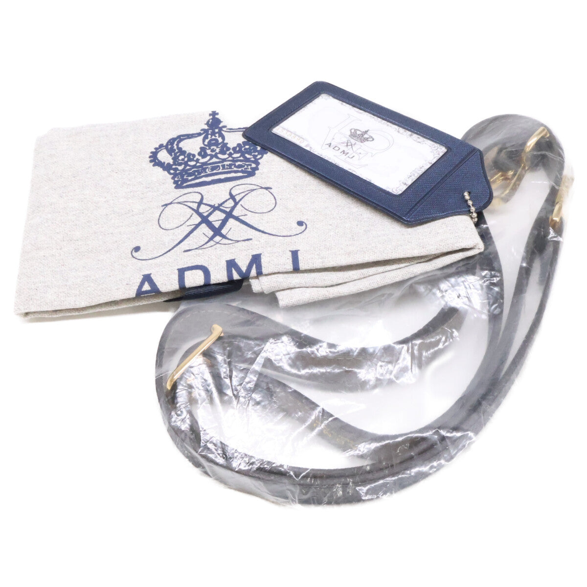 A.D.M.J. Accessoires De Mademoiselle ADMJ 【新品同様】アールデコ/スワロフスキー 牛革ショルダーポーチウォレット ショルダーバッグ