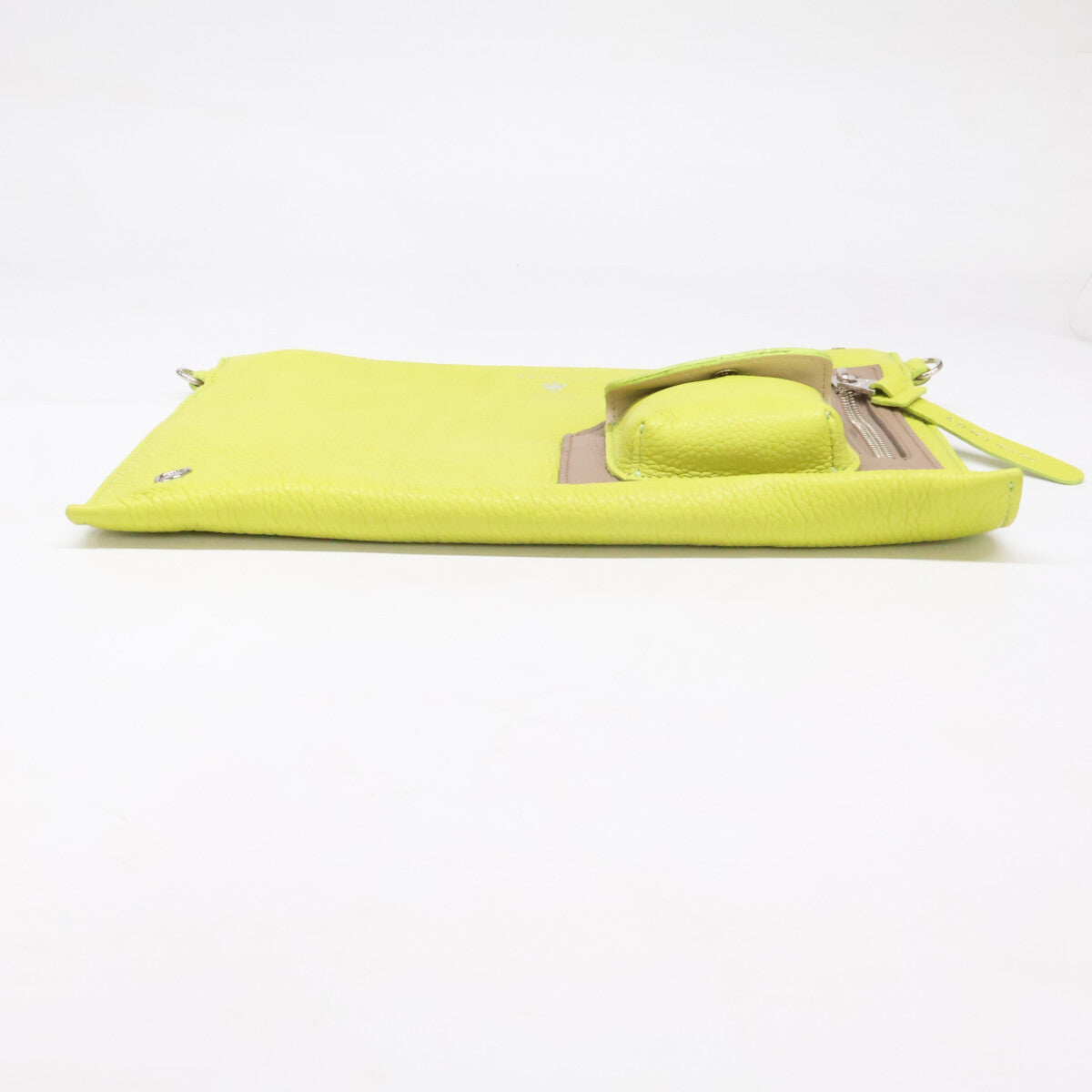 A.D.M.J. Accessoires De Mademoiselle ADMJ 【新品同様】21SS01017 子牛革/モーツァルト バイカラー ライダースポケット付 フラット ショルダーバッグ