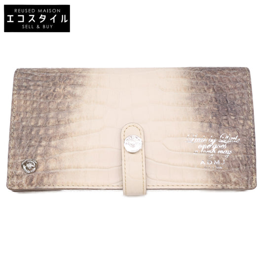 A.D.M.J. Accessoires De Mademoiselle ADMJ 【新品同様】23SA06006 型押しレザー スリムウォレット 長財布（小銭入れあり）