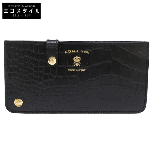 A.D.M.J. Accessoires De Mademoiselle ADMJ 【新品同様】ACS06018SC 牛革/型押し スリムウォレット 長財布（小銭入れあり）