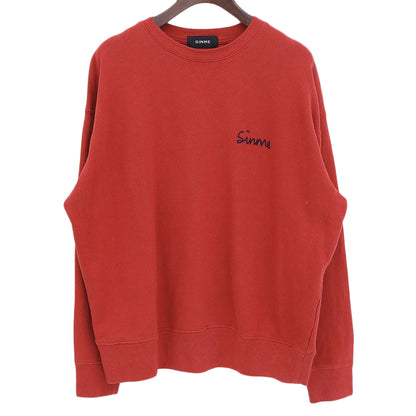 SINME シンメ 美品 ロゴ刺繍 クルーネック スウェット プルオーバー トップス コットン レディース レッド F S23AW-26 トップス