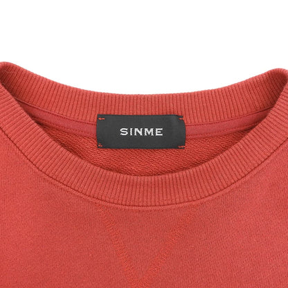 SINME シンメ 美品 ロゴ刺繍 クルーネック スウェット プルオーバー トップス コットン レディース レッド F S23AW-26 トップス