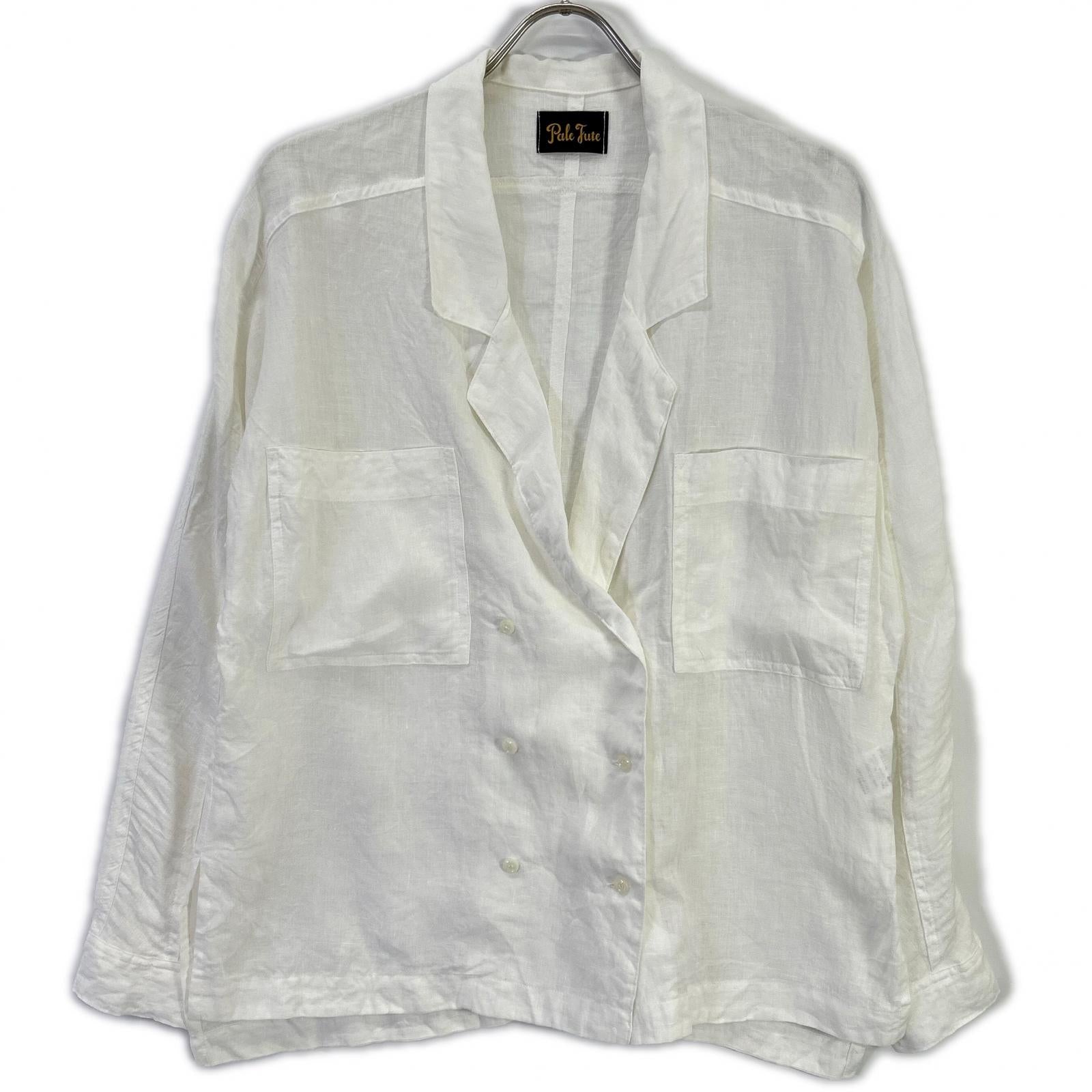 Pale Jute ペールジュート PJ-2024SS-01 ホワイト フレンチリネン ダブルブレスト シャツジャケット ジャケット