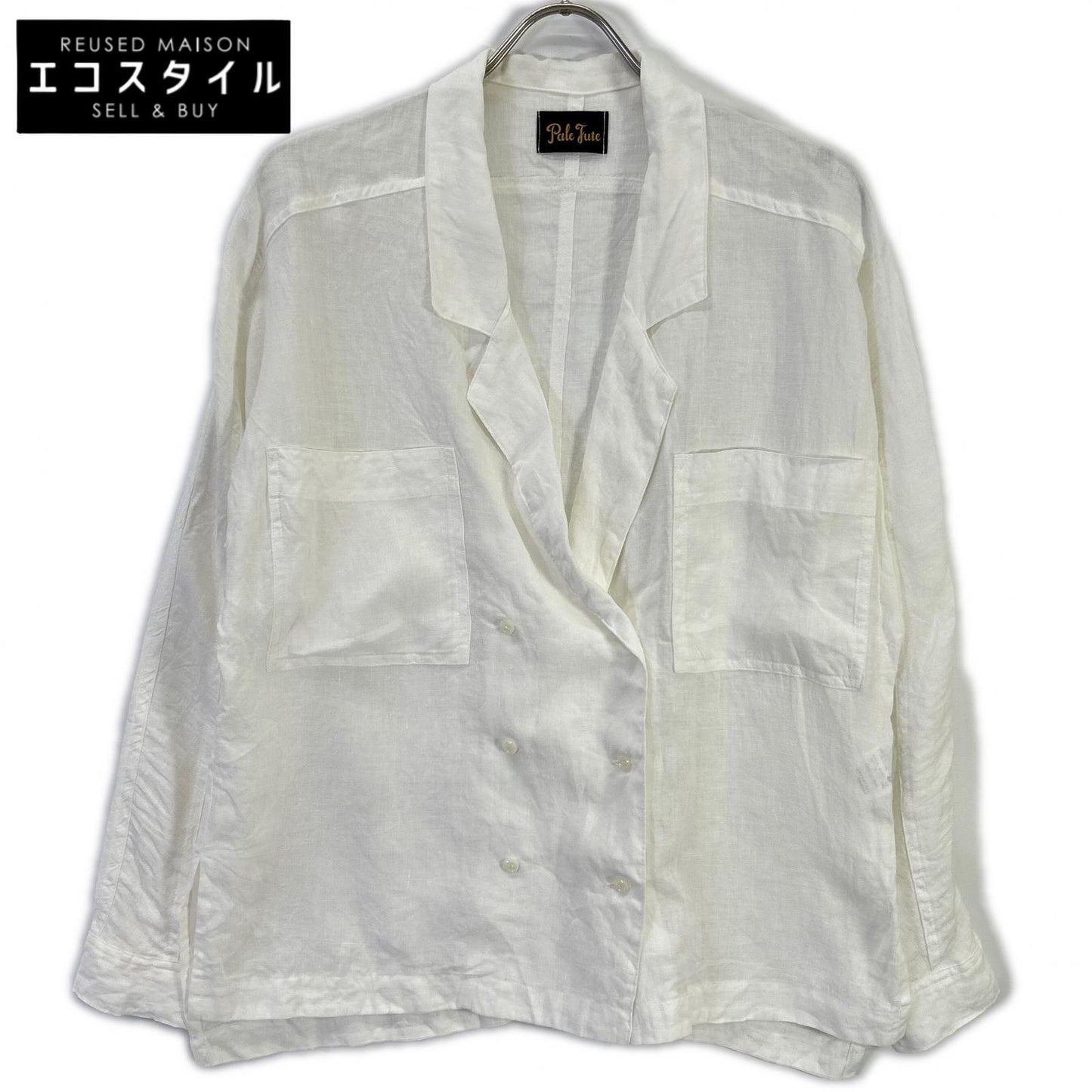 Pale Jute ペールジュート PJ-2024SS-01 ホワイト フレンチリネン ダブルブレスト シャツジャケット ジャケット