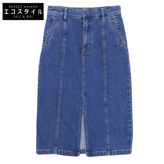 ESTNATION エストネーション 美品 フロントスリット ミディアム デニム スカート コットン レディース ブルー 36 51-109-09-040340 スカート