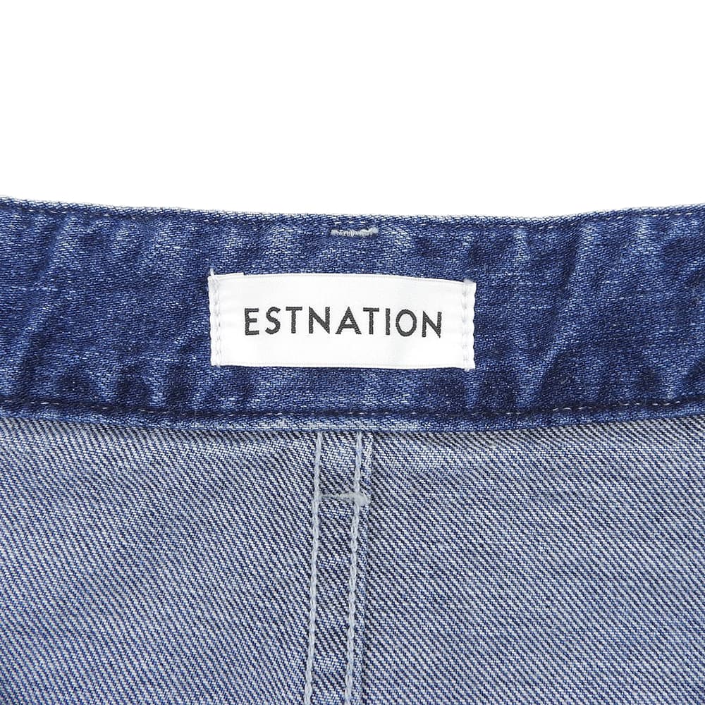 ESTNATION エストネーション 美品 フロントスリット ミディアム デニム スカート コットン レディース ブルー 36 51-109-09-040340 スカート
